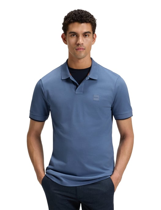 Boss Orange polo Passenger middenblauw effen - Image 1