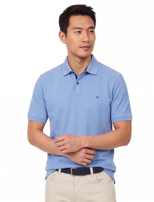 Casa Moda polo blauw katoen effen wijde fit - Image 1