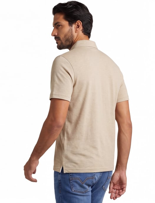 Poloshirt Bugatti beige gemeleerd 2 knoops linnen - Image 2