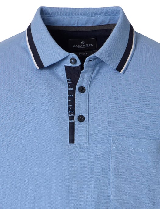 blauwe polo met zwarte omlijning Casa Moda korte mouw - Image 3