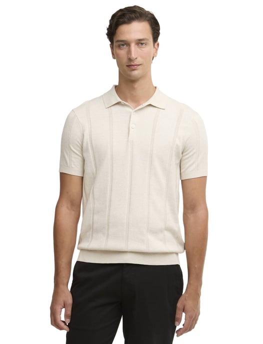 Polo Barbour crème normale fit strepen 3 knoopjes - Image 1