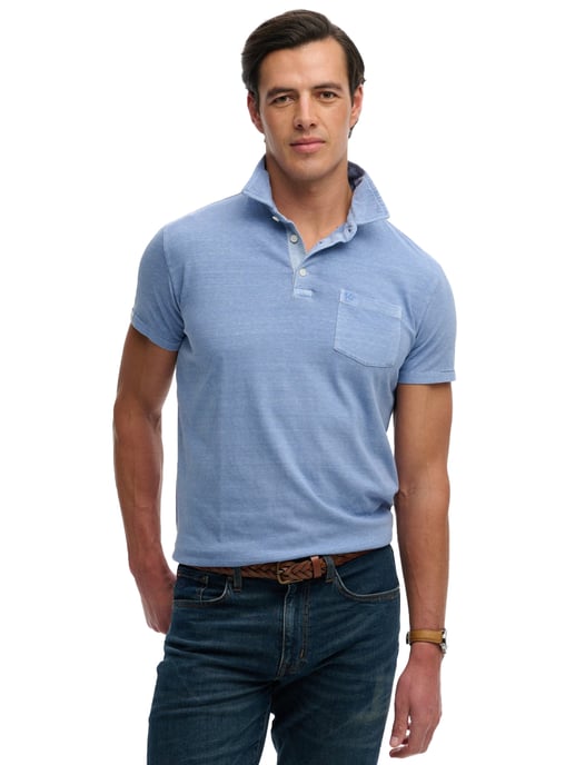 Poloshirt Superdry blauw 3 knopen slim fit - Image 1