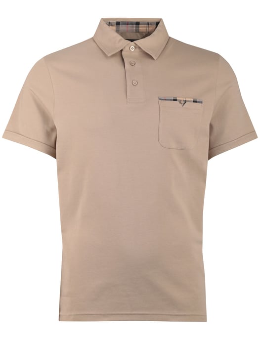 Polo Barbour beige korte mouw 3 knoops borstzak - Image 3
