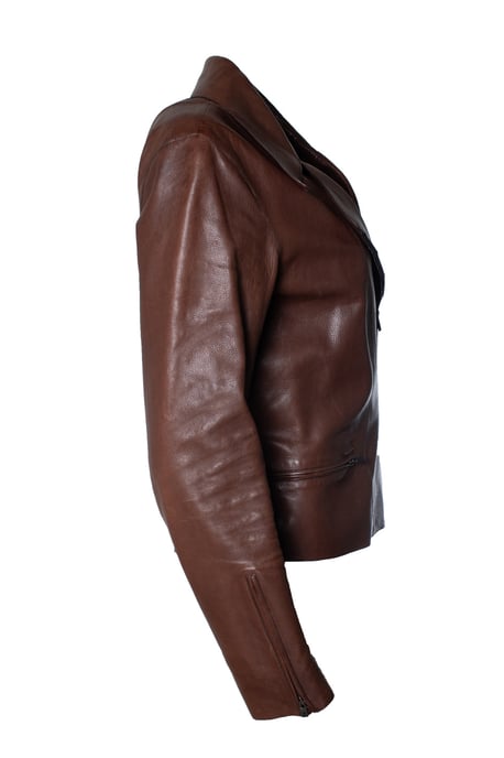 Hermès, leren motorjack in bruin - Image 4