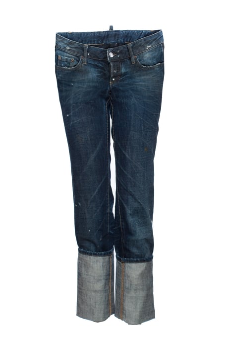 Dsquared2, blauwe jeans met extra hoge omgeslagen pijpen in maat IT42/S. - Image 1