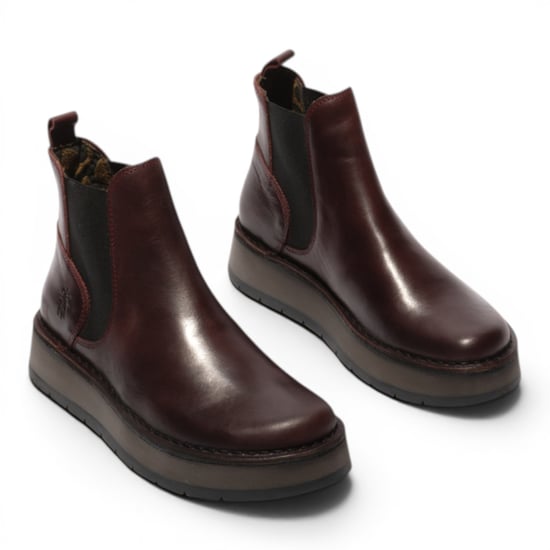 Fly London Womens Wine Chelsea Leather Ankle Boots - RAWI131 - Image 3
