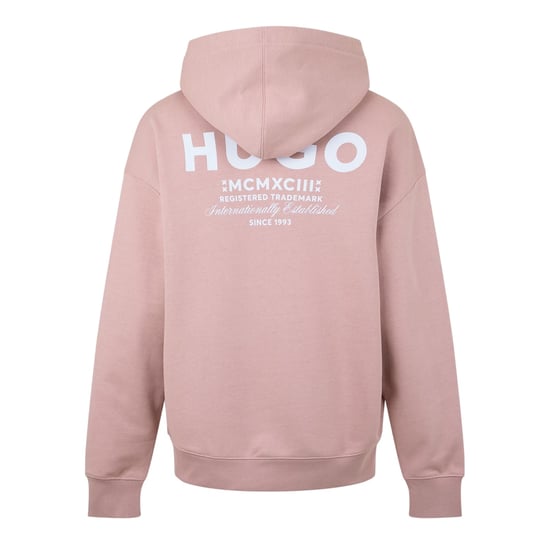 Hugo Heren Logo Katoen Overhead Relaxed Fit Hoodie (Lichtroze) - Image 2