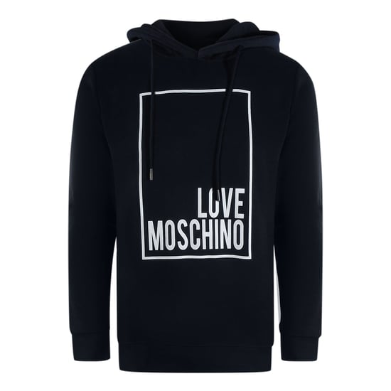 Love Moschino Marineblauwe Hoodie Met Wit Boxlogo - Image 1
