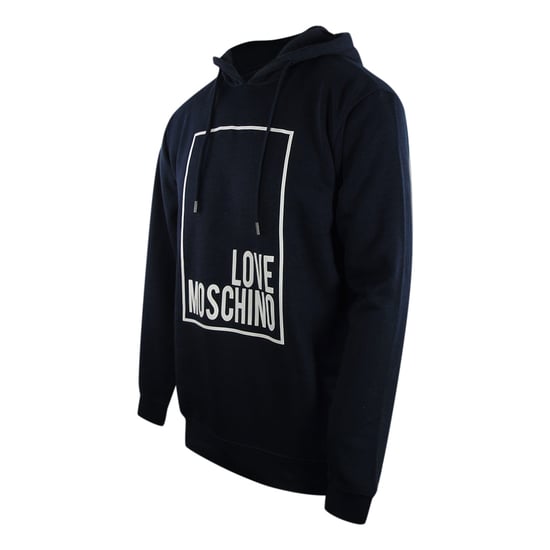 Love Moschino Marineblauwe Hoodie Met Wit Boxlogo - Image 3