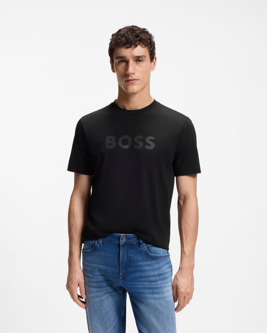 Reguliere Pas T-Shirt met Korte Mouwen en Logo Detail in Zwart - Image 1