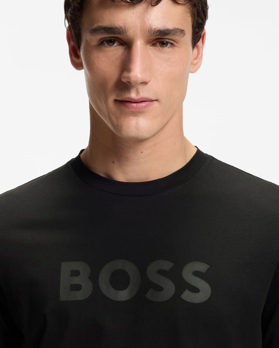 Reguliere Pas T-Shirt met Korte Mouwen en Logo Detail in Zwart - Image 3