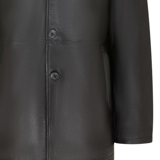 Zwarte leren jas met lange kraag voor mannen - Charles - Image 6