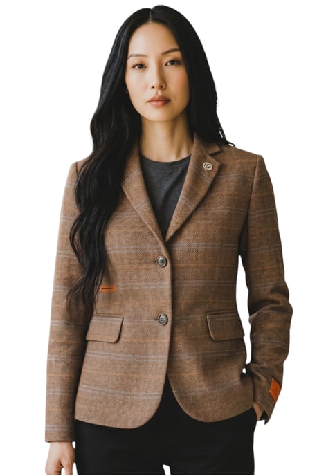 Dames eikenbruin op maat gemaakte geruite tweed blazer formele jas - TPSTZ-7 - Image 1