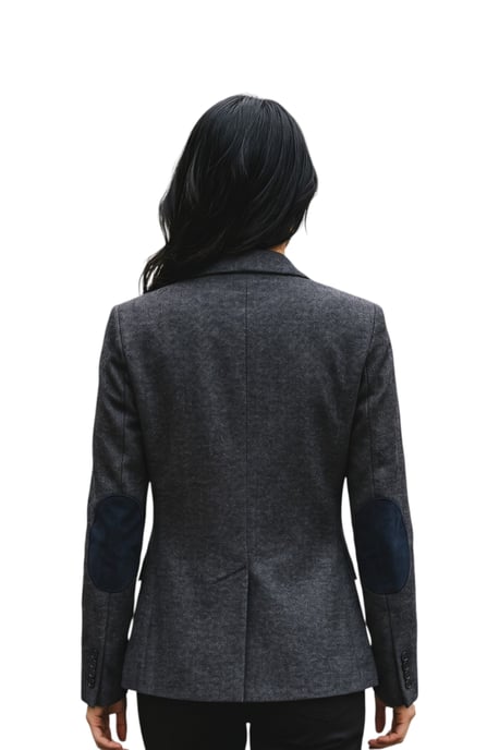Dames zwarte wollen tweed visgraat-ruite blazer - WS-1 - Image 4