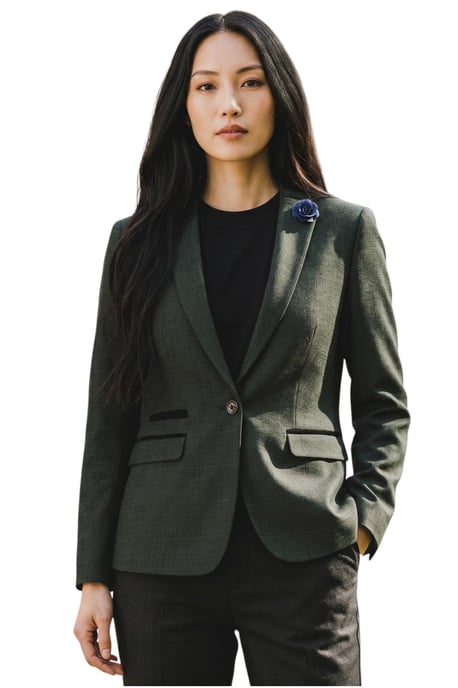 Dames groene geruite wol mix visgraat tweed op maat gemaakte blazer - Caridi - Image 1