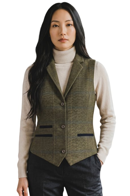 Dames olijfkleurig op maat gemaakte tweed vest formeel vest - TPSTZ-7 - Image 1