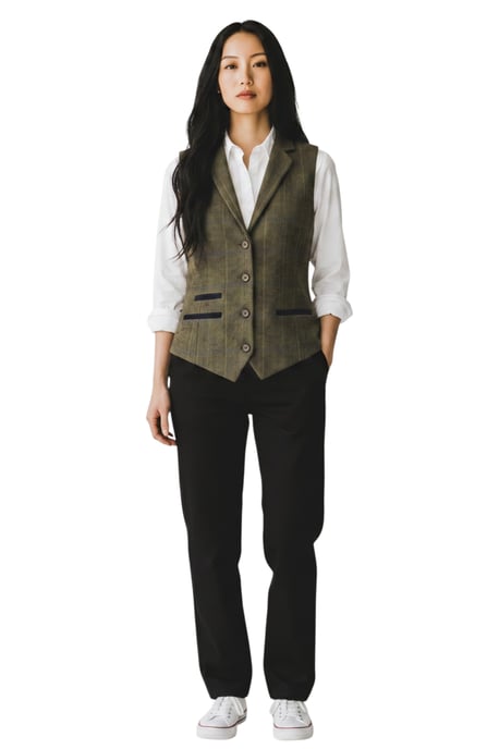 Dames olijfkleurig op maat gemaakte tweed vest formeel vest - TPSTZ-7 - Image 2