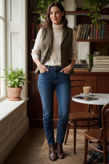 Dames olijfkleurig op maat gemaakte tweed vest formeel vest - TPSTZ-7 - Image 3