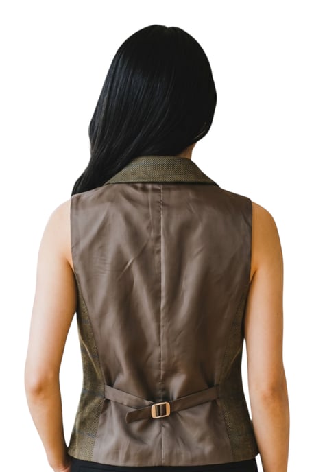 Dames olijfkleurig op maat gemaakte tweed vest formeel vest - TPSTZ-7 - Image 4