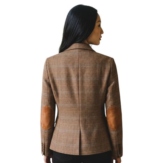 Dames eikenbruine 2-delige geruite formele tweed blazer en vestset - TPSTZ-7 - Image 4
