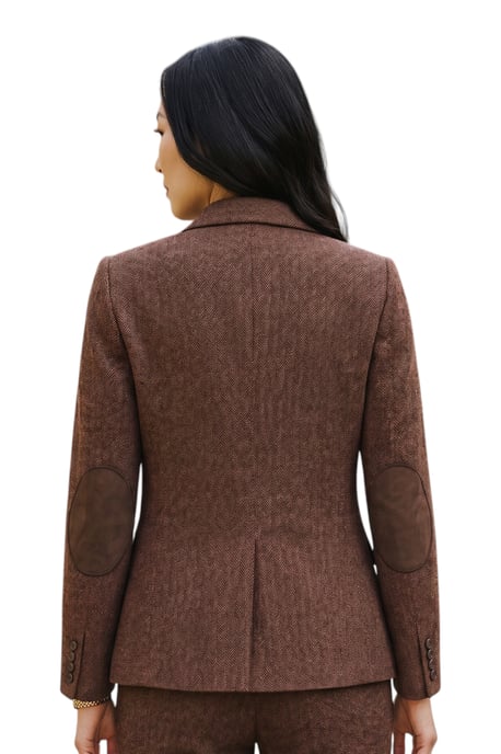 Dames roestbruine visgraatwol tweed blazer vest 2-delig set - WS-1 - Image 3