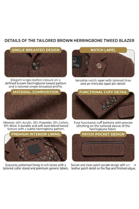 Dames roestbruine visgraatwol tweed blazer vest 2-delig set - WS-1 - Image 4