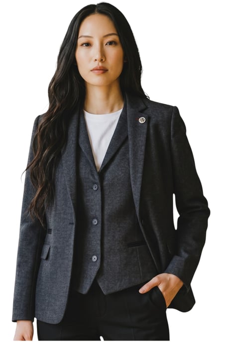 Dames zwarte visgraat wollen tweed blazer vest 2-delig set - WS-1 - Image 1