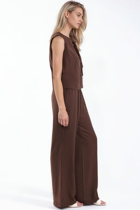 Viscose Blend Blouse met Strikdetail & Elastische Taille Broek Set - Image 2