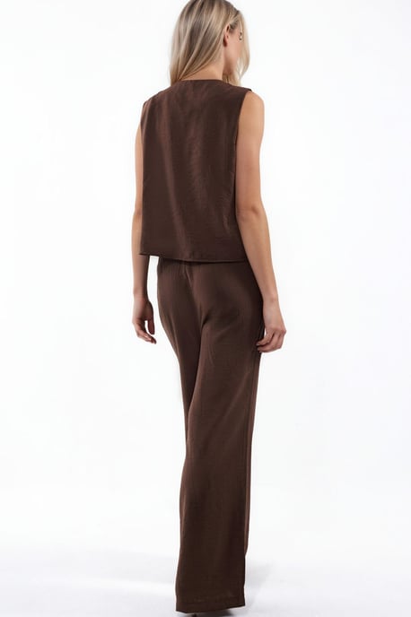Viscose Blend Blouse met Strikdetail & Elastische Taille Broek Set - Image 3