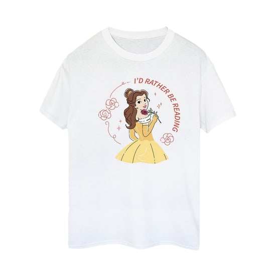 Disney Dames/Dames Beauty And The Beast I´d Rather Be Reading Katoenen boyfriend T-shirt (Wit) - Image 2