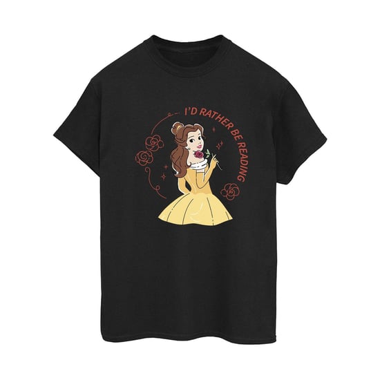 Disney Dames/Dames Beauty And The Beast I´d Rather Be Reading Katoenen boyfriend T-shirt (Zwart) - Image 2