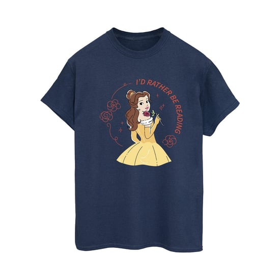 Disney Dames/Dames Beauty And The Beast I´d Rather Be Reading Katoenen boyfriend T-shirt (Marineblauw) - Image 2