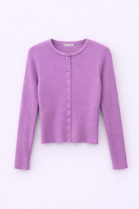 Geknoopte Slim Fit Ribbelgebreide Cardigan - Image 1