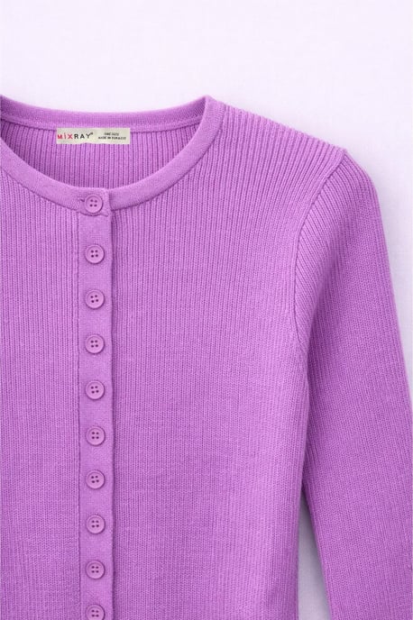 Geknoopte Slim Fit Ribbelgebreide Cardigan - Image 2