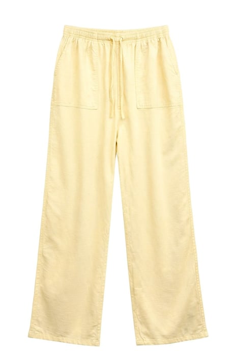 Middenhoog Taille Rechte Pijpen Katoenen Broek met Striksluiting - Image 1