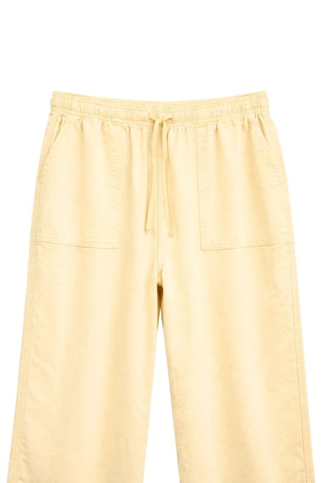 Middenhoog Taille Rechte Pijpen Katoenen Broek met Striksluiting - Image 2