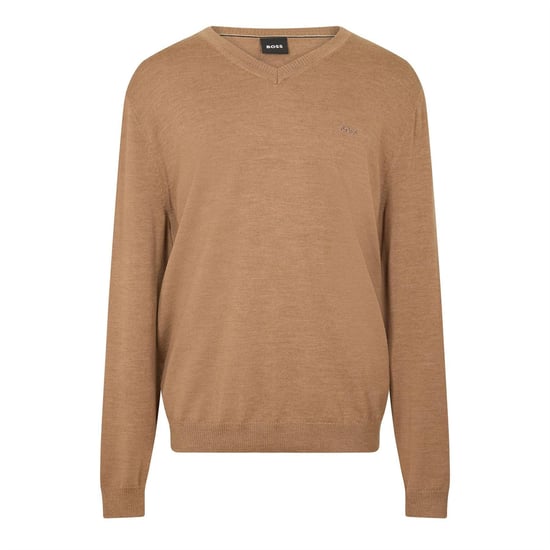 Boss Heren Batisse V Hals Sweater Top (Medium Beige) - Image 1