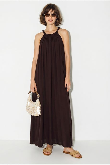 Dames Halter Maxi Jurk Met Zak - Image 1