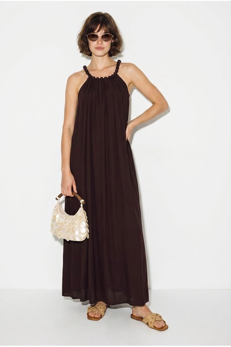 Dames Halter Maxi Jurk Met Zak - Image 2