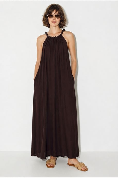Dames Halter Maxi Jurk Met Zak - Image 4