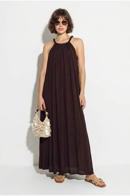 Dames Halter Maxi Jurk Met Zak - Image 5