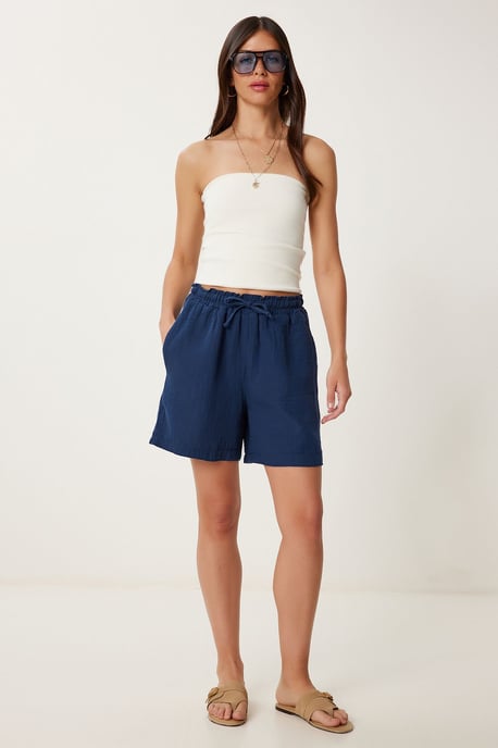 Hoge Taille Wijde Been Katoenen Shorts - Image 2