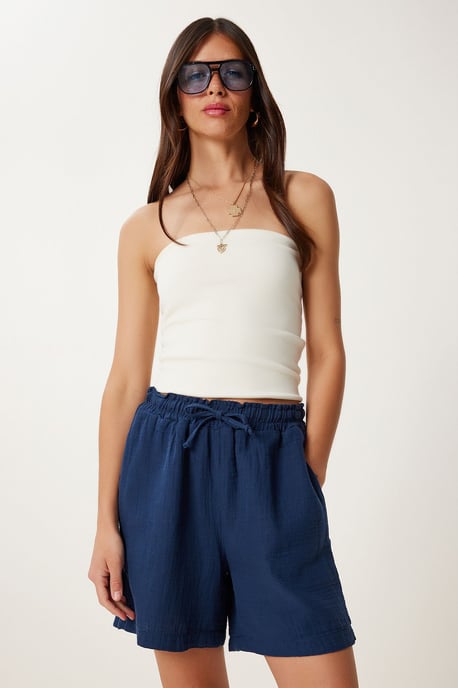Hoge Taille Wijde Been Katoenen Shorts - Image 3