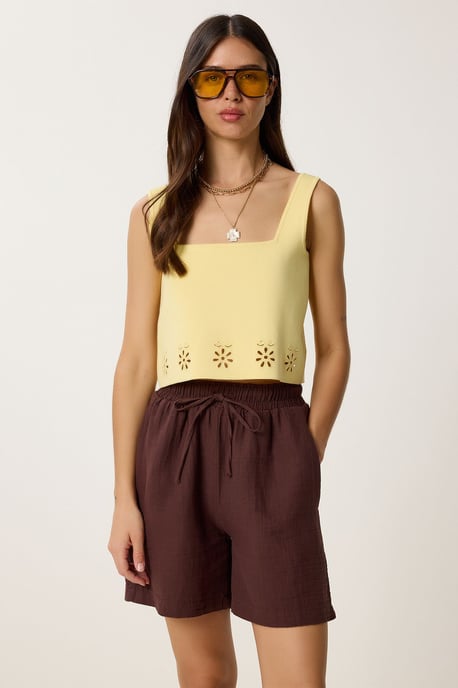 Hoge Taille Wijde Been Katoenen Shorts - Image 2