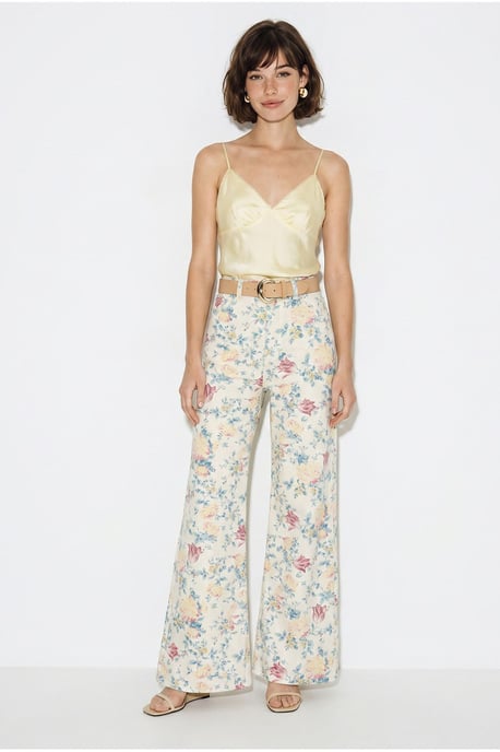 Hoge Taille Paisley Print Rechte Spijkerbroek - Image 2
