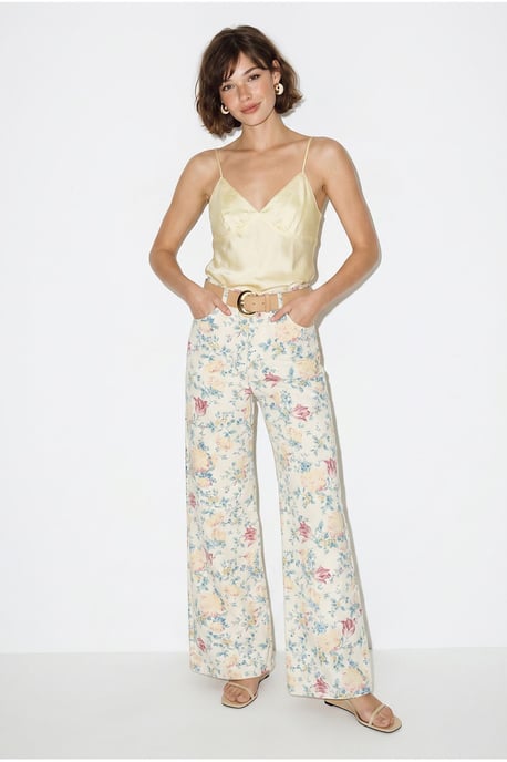 Hoge Taille Paisley Print Rechte Spijkerbroek - Image 3