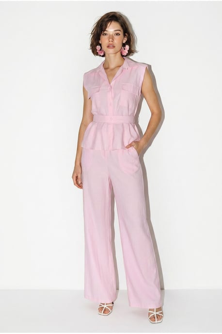 Gordelvrije Mouwloze Blouse en Wijde Broek Set - Image 4