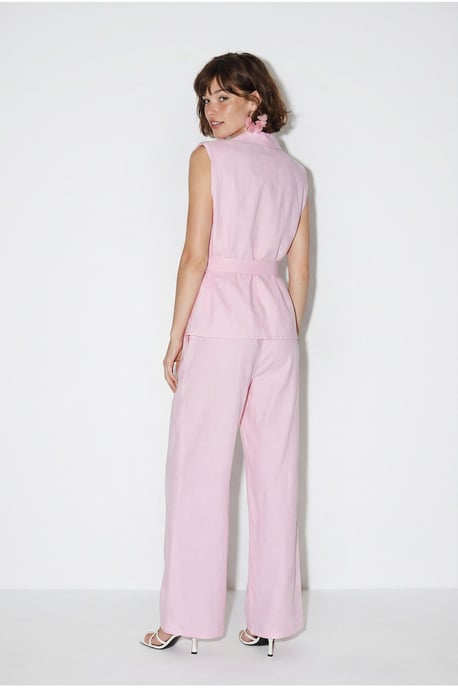 Gordelvrije Mouwloze Blouse en Wijde Broek Set - Image 6