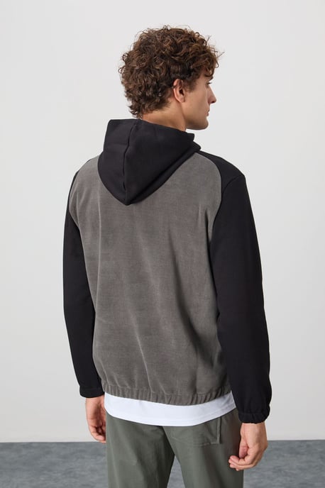 Heren Kleurenblok Halve Rits Plush Sweatshirt - Image 5
