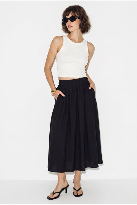 Hoge Taille A-Lijn Maxi Rok met Zakken - Image 1
